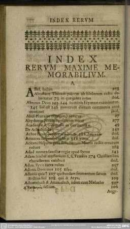 Index Rerum Maxime Memorabilium