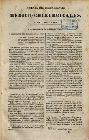 Journal des connaissances médico-chirurgicales, 1836, Sém. 2