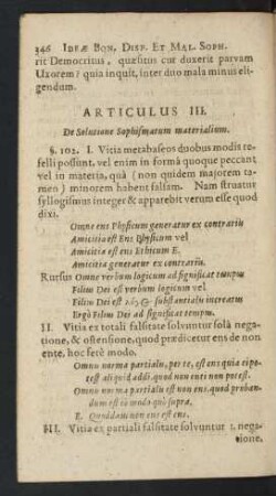 Articulus III. De Solutione Sophismatum materialium.