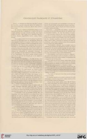 Chronique française et étrangère