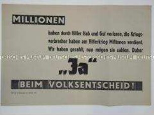 Maueranschlag mit einer Propaganda-Losung zum Volksentscheid in Sachsen