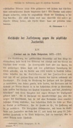 17-34 Geschichte der Auflehnung gegen die päpstliche Auctorität : XIV. Quesnel und die Bulle Unigenitus