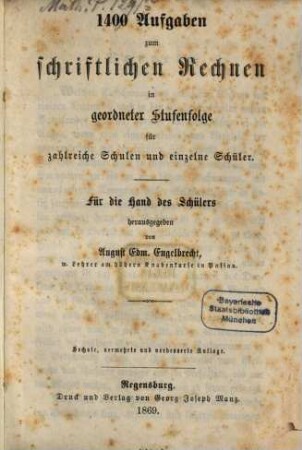 1400 Aufgaben zum schriftlichen Rechnen in geordneter Stufenfolge