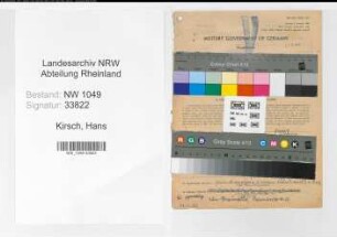 Entnazifizierung Hans Kirsch , geb. 28.01.1903 (Verwaltungsinspektor)