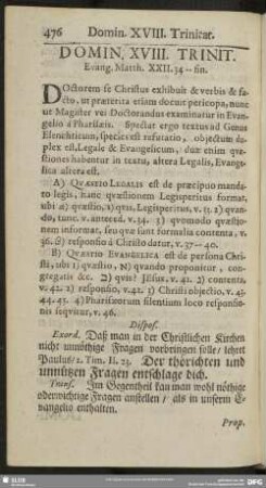 Domin. XVIII. Trinit. Evang. Matth. XXII. 34-fin.