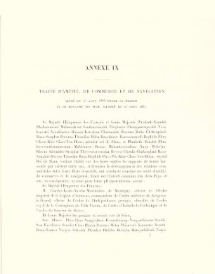 Annexe IX. Traité d'amité, de commerce et de navigation ...