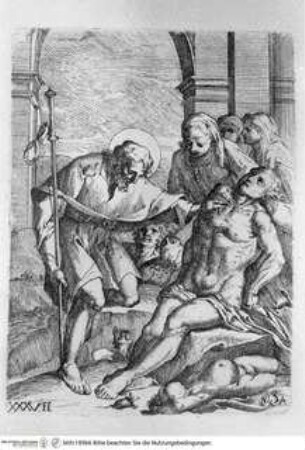 Pensieri diversi lineati et intagliati d'Anibale Carracci, Der Heilige Rochus heilt die Pestkranken (Taf.XXXVII [S.38])