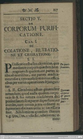 Sectio V. De Corporum Purificatione