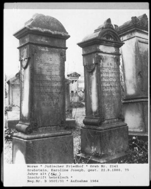 Grabstein von Karoline Joseph (+ 1888.08.22)