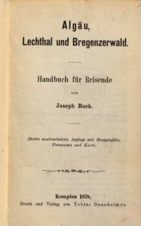 Algäu, Lechthal und Bregenzerwald : Handbuch für Reisende