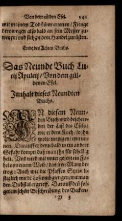 Das Neunde Buch Lucii Apuleii/ Von dem guldenen Esel.
