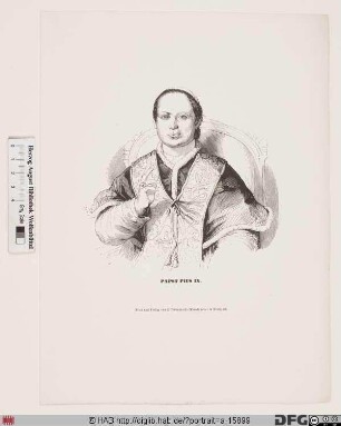 Bildnis Papst Pius IX. (Giovanni Maria conte Mastai-Ferretti) (reg. 16. 6. 1846 - 7. 2. 1878)