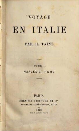Voyage en Italie, I