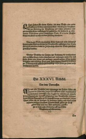 Der XXXVI. Artickel.