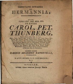 Dissertatio Botanica De Hermannia