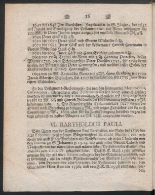 VI. Bartholdus Pauli
