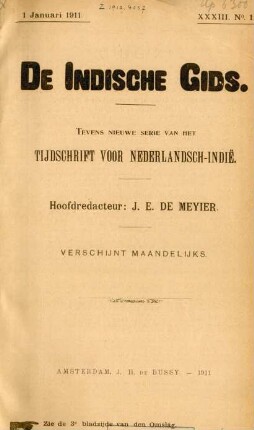 XXXIII. No. 1. 1 Januari 1911