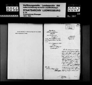 Kanzleimobiliar und Verbesserung der Einrichtung des Oberamts Neresheim