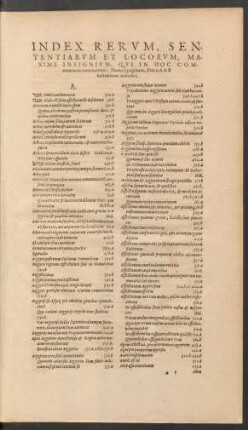 Index Rerum, Sententiarum Et Locorum ...