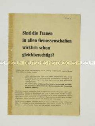 Propagandaschrift der SED-Kreisleitung zur Gleichberechtigung der Frauen in den Genossenschaften