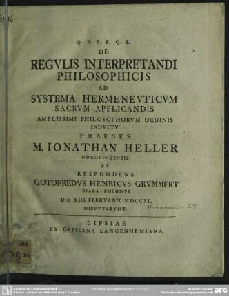 De Regulis Interpretandi Philosophicis Ad Systema Hermeneuticum Sacrum Applicandis