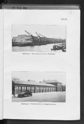 Abbildung 5. Kaischuppen 60 von der Wasserseite. / Abbildung 6. Kraftwagenhalle am Magdeburgerquai.
