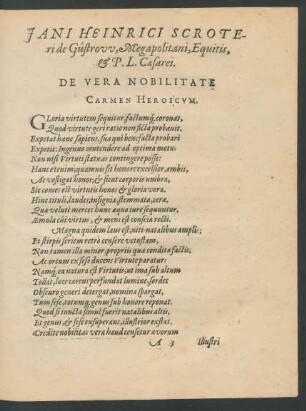De Vera Nobilitate Carmen Heroicum.