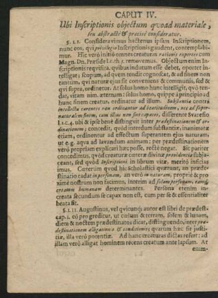 Caput IV. Ubi Inscriptionis obiectum quoad materiale, seu abstracte & praecise confideratur.