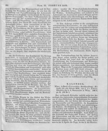 Littrow, J. J.: Kalender für alle Stände. Wien: Beck 1838