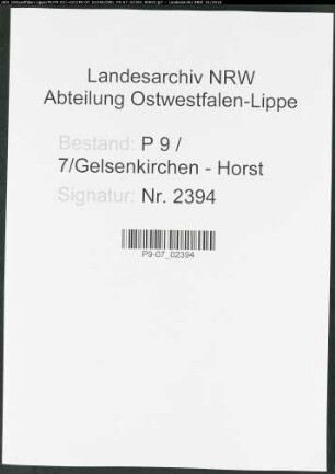 Sterberegister Standesamt Gelsenkirchen-Horst