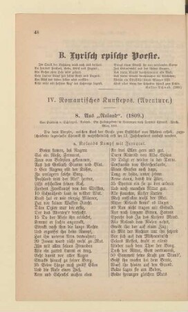 IV. Romantisches Epos.