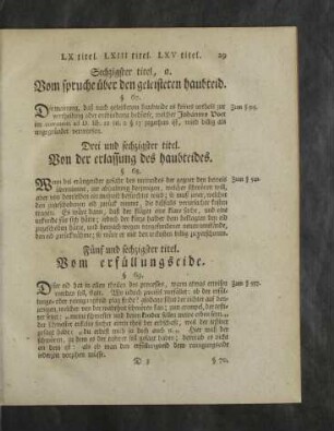 Sechzigster - Acht und sechzigster Titel.