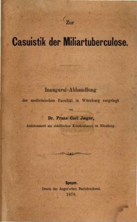 Zur Casuistik der Miliartuberculose