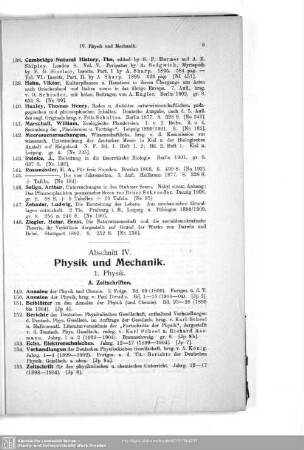 IV. Physik und Mechanik
