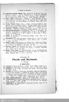 IV. Physik und Mechanik