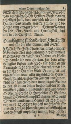 Dancksagung für das Leiden Jesu Christi