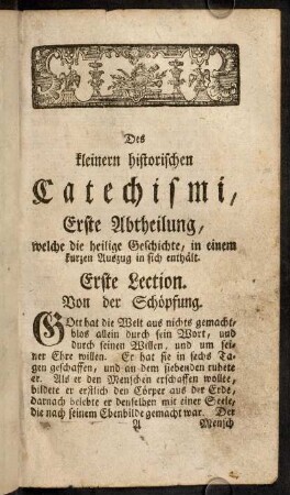1-82, Des kleinern historischen Catechismi. Erste Abtheilung