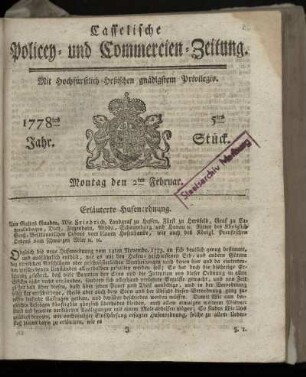 5tes Stueck, Montag den 2ten Februar. 1778