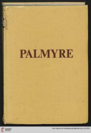 Band 1: Palmyre: fouilles polonaises: Fouilles polonaises 1959