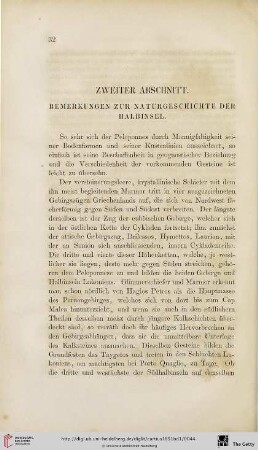 Zweiter Abschnitt. Bemerkungen zur Naturgeschichte der Halbinsel