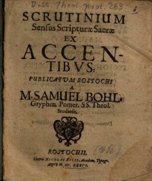 Scrutinium Sensus Scripturae Sacrae Ex Accentibvs
