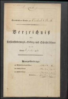 Verzeichnis der Kohlenförderungs-, Geding- und Schichtlöhne der
                        Steinkohlengrube Odenbach-Roth