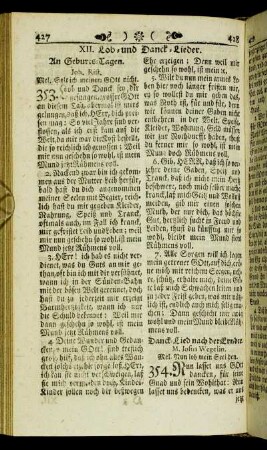 XII. Lob- und Danck-Lieder. - XVI. Reise-Lieder.