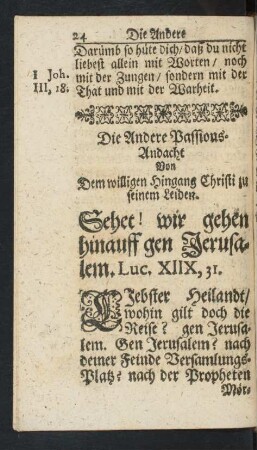 Die Andere Passionsandacht Von Dem willigen Hingang Christi zu seinem Leiden.