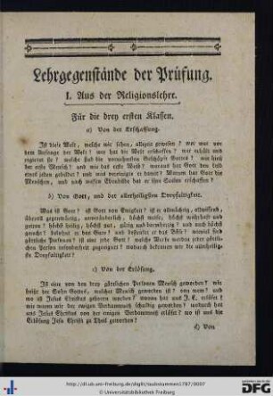 Lehrgegenstände der Prüfung.