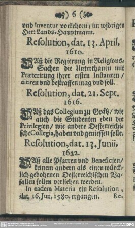 Resolution, dat. 13. April. 1610