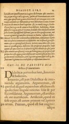 Cap. II. De Partibus Dialecticae et inventionis.