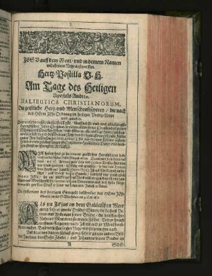 Am Tage des Heiligen Apostels Andreae. [u. a.]