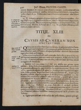 Titul. XLIII. De Cavsis Ad Cameram Non Spectantibus.