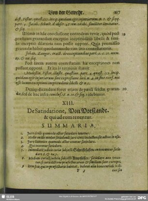 XIII. De Satisdatione, Von Vorstande. & qui ad eum tenentur